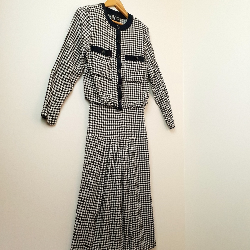 Houndstooth 80s Vintage Dress - Picture 5 of 8